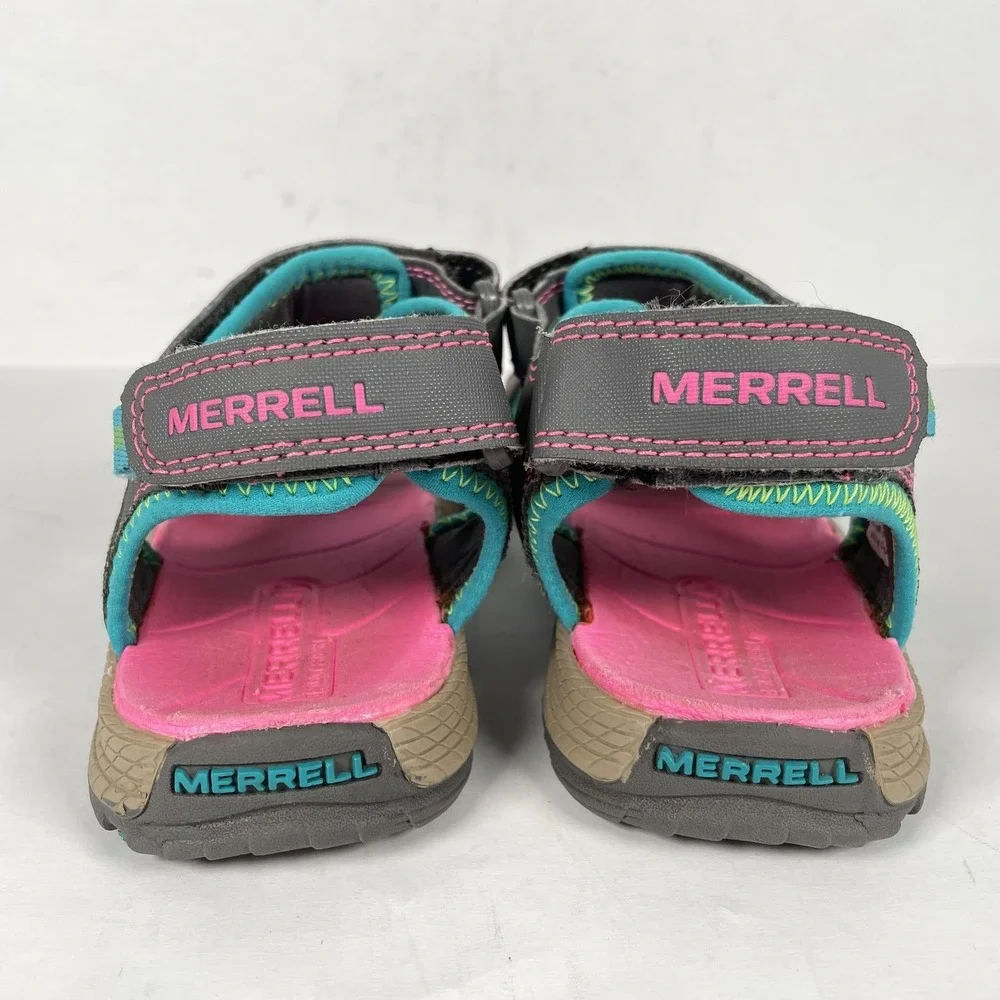 Merrell Panther Sandal Shoes Youth Size 3 Gray Pink Teal Outdoor Hiking Water